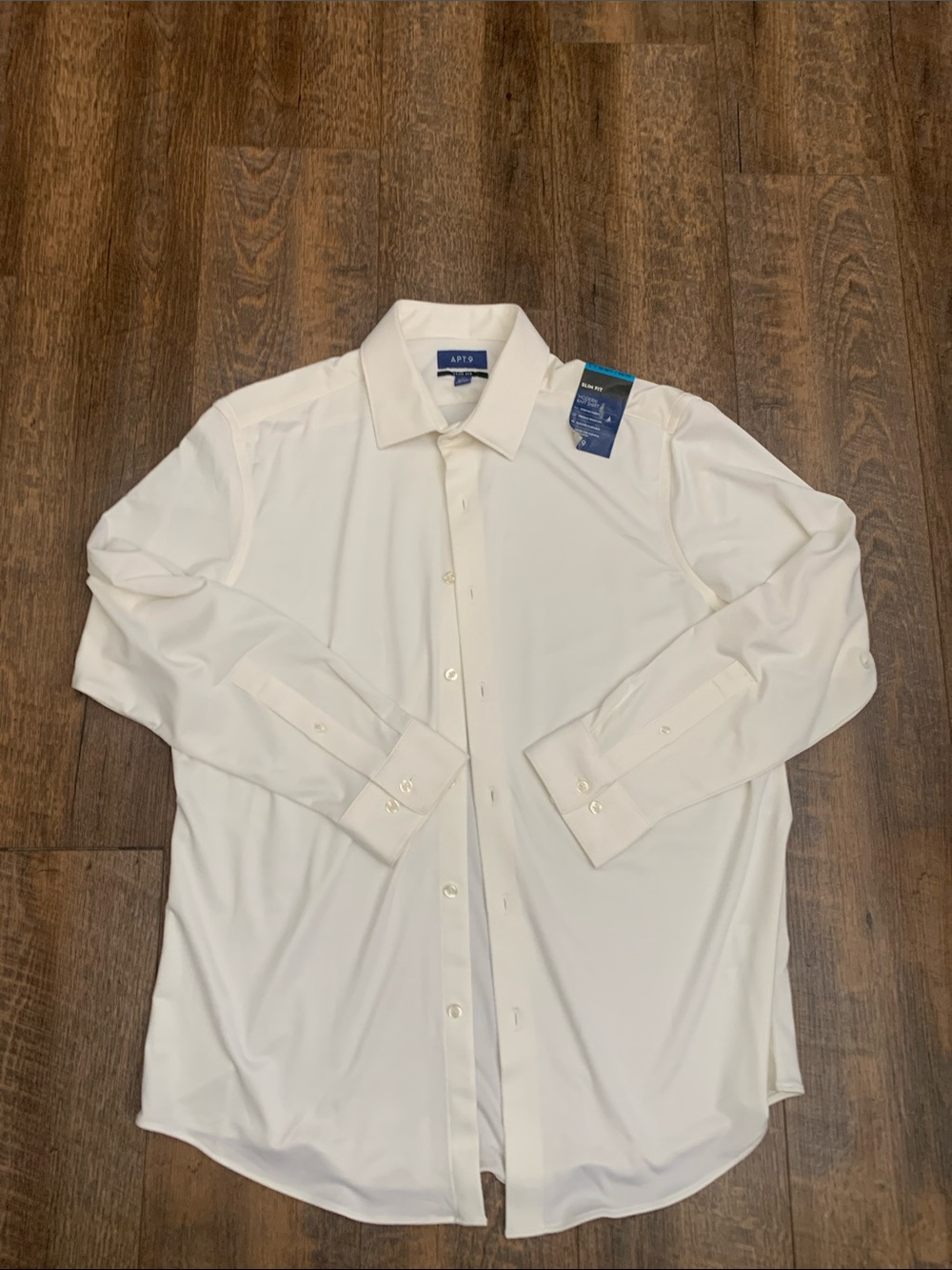 NWT Apt. 9 Men's Cream Long-Sleeve Dress Shirt Large